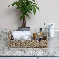 Household Essentials 14" Seagrass Tray with Scalloped Edge