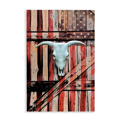 Stupell Industries Patriotic Cow Skull Wall Plaque Art