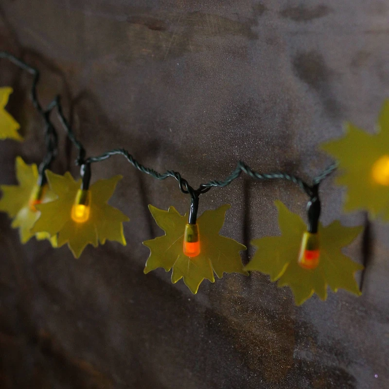 10ct. Yellow LED Maple Leaf Thanksgiving Novelty String Lights