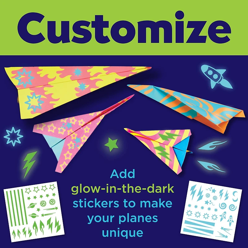 Creativity for Kids® Stunt Squadron™ Neon Glow Paper Airplane Kit