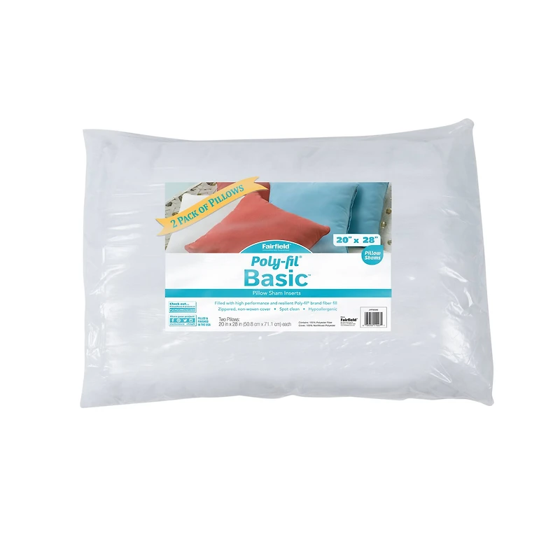Poly-Fil® Basic™ 2ct. Polyester Pillow Insert, 20" x 28"