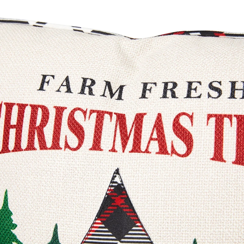 Glitzhome® Farm Fresh Heavy Cotton Christmas Tree Throw Pillow