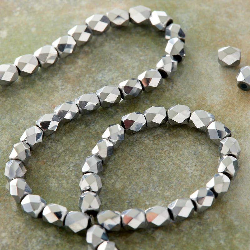 Silver Iridescent Glass Tube Beads, 4mm by Bead Landing™