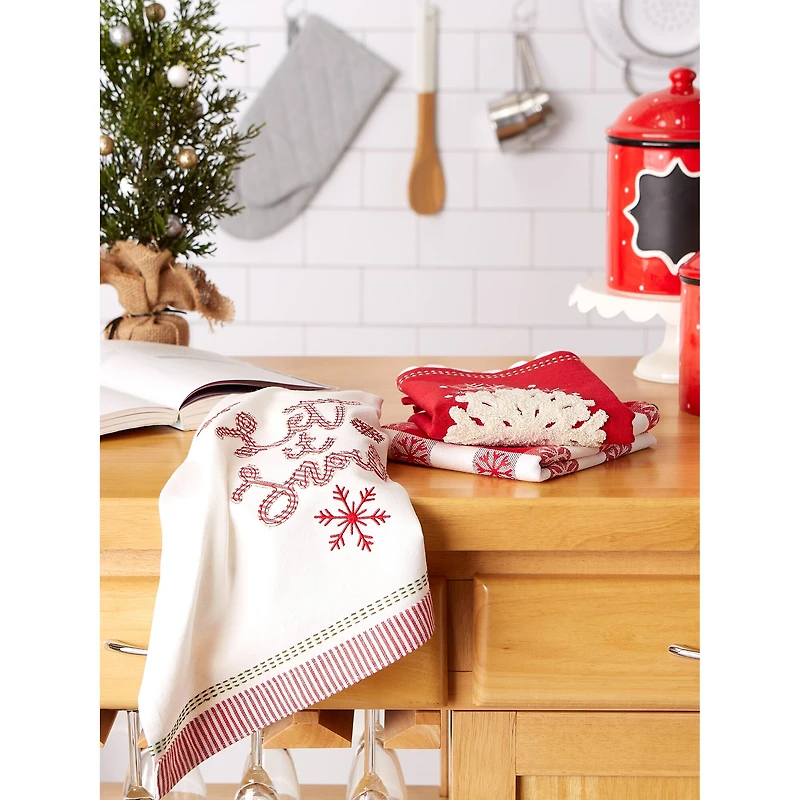 DII® Santa Chef Clause Kitchen, Let It Snow Dishtowel Set