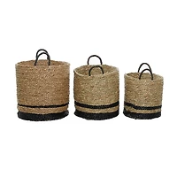 Black Seagrass Modern Storage Basket Set