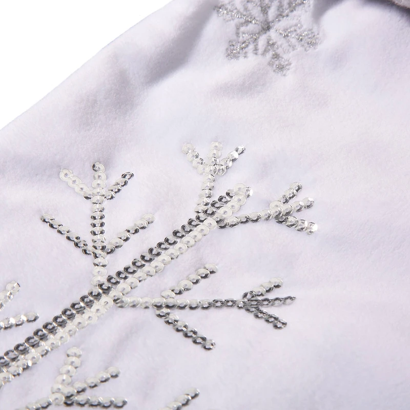Glitzhome® 21" White Fleece with Christmas Tree & Snowflake Stocking, 2ct.