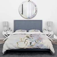 Designart 'Gold Lines on Pastel I' Geometric Bedding Set