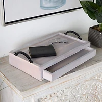 18.25" Wood Hidden Drawer Tray with Black Metal Handles