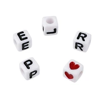 White Alphabet Cube Crafting Beads, 6.7mm by Bead Landing™