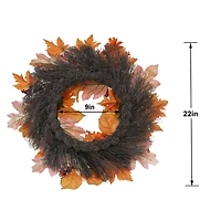 22" Orange Sunflower & Mum Wreath by Ashland®