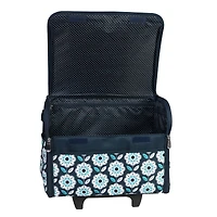 Everything Mary Collapsible Teal Floral Print Rolling Sewing Machine Tote
