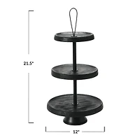 Hello Honey® 21.5" Black Elegant Modern 3-Tiered Tray