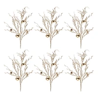 25" Flocked Twig Branches with Sleigh Bells, 6ct.