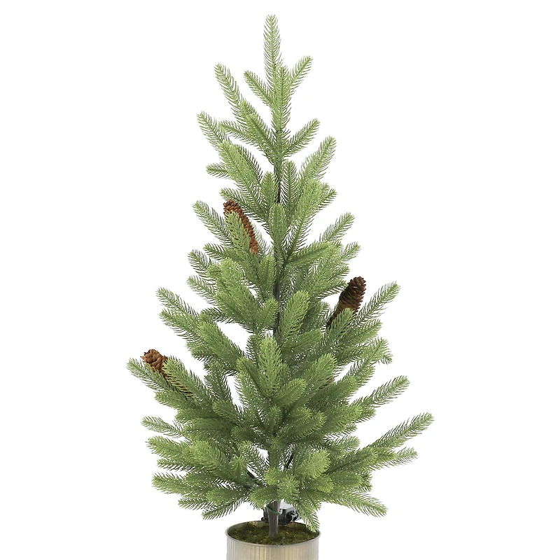 32" Pre-Lit Pine & Pinecone Accent Tree in Metal Bucket by Ashland®