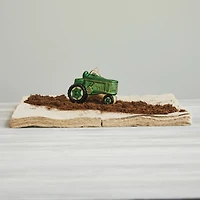 Hello Honey® 4.5" Green Hand-Painted Glass Tractor Ornament with Glitter