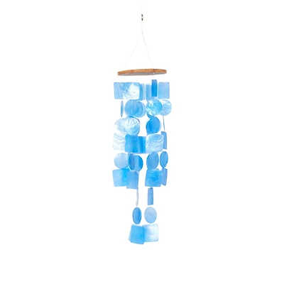 Blue Capiz shell Coastal Windchime, 26", 6"