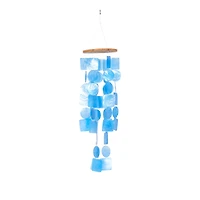 Blue Capiz shell Coastal Windchime, 26", 6"