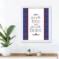 Land of the Free Home of the Brave White Framed Print Under Plexiglass