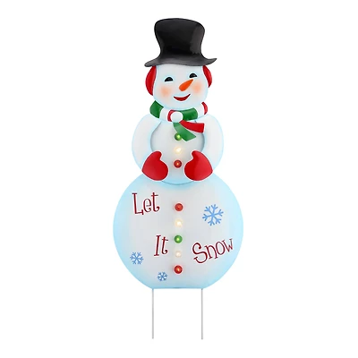 3ft. Lit Snowman Outdoor Metal Sign