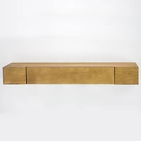 24" Brown Floating Wall Shelf With Drawer