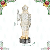 Glitzhome® 12.5" Lighted Acrylic Crystal Nutcracker Figurine Waterglobe