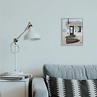 Stupell Industries Boat On Boardwalk Tranquil Coastal Boathouse Gray Framed Wall Art