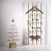 Glitzhome® 28" Wooden Nativity Wall Décor