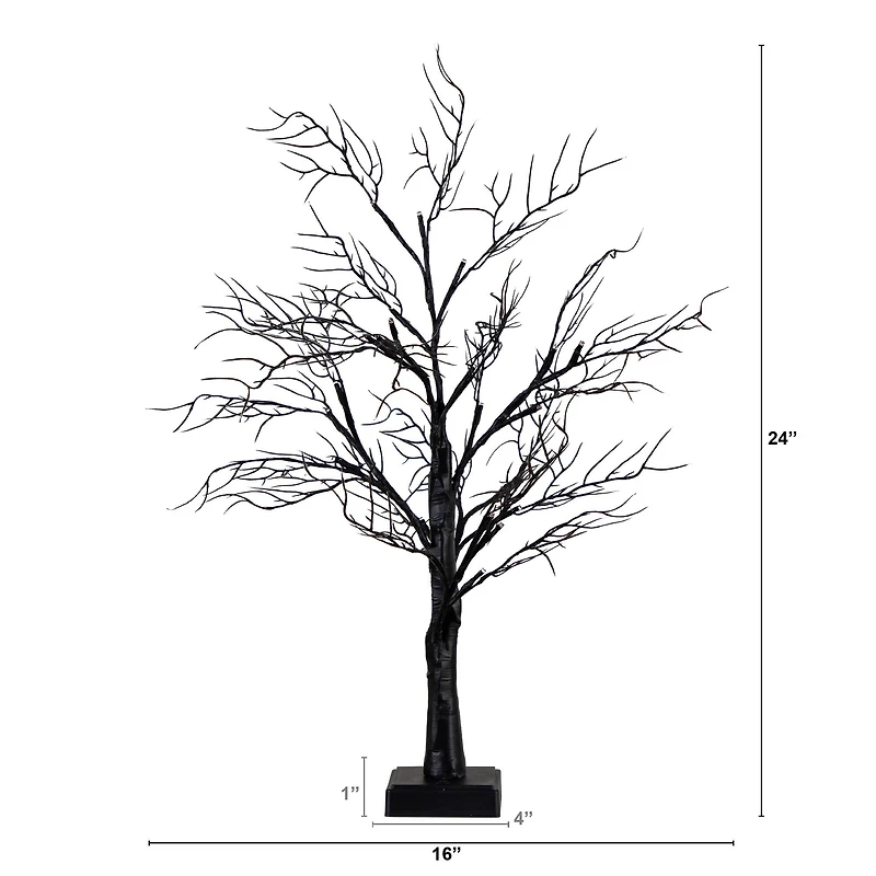 2ft. Pre-Lit LED Deluxe Black Twig Artificial Halloween Tree