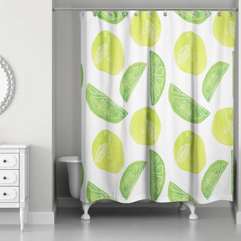 Lime Citrus Pattern 71" x 74" Shower Curtain