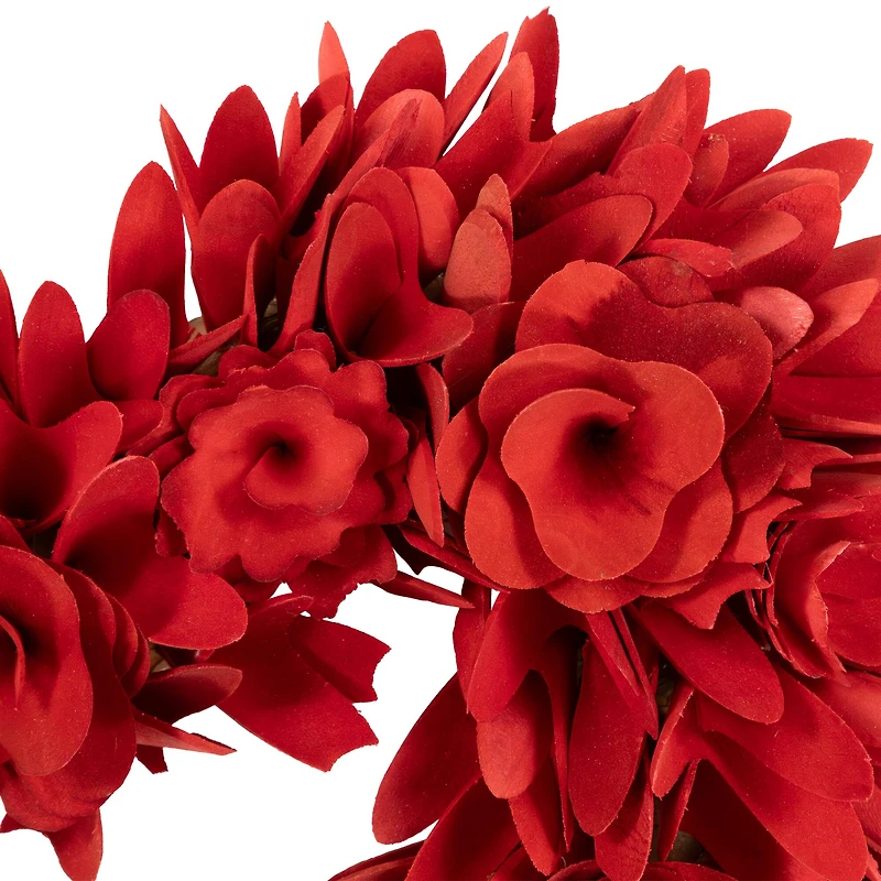 15" Red & Pink Wooden Rose Artificial Valentine's Day Floral Wreath