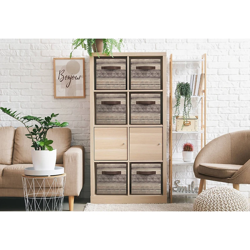 Sorbus 11" Brown Wood Pattern Foldable Storage Cubes, 4ct.