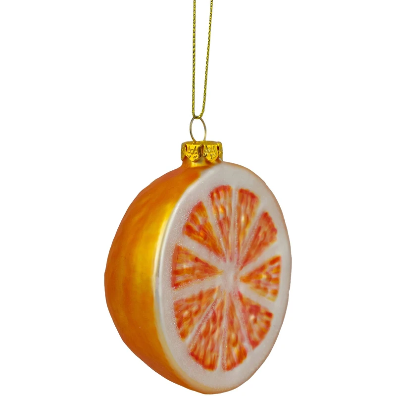 3.5" Glittered Orange Slice Glass Ornament