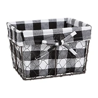 DII® Black & White Checkered Chicken Wire Basket Set