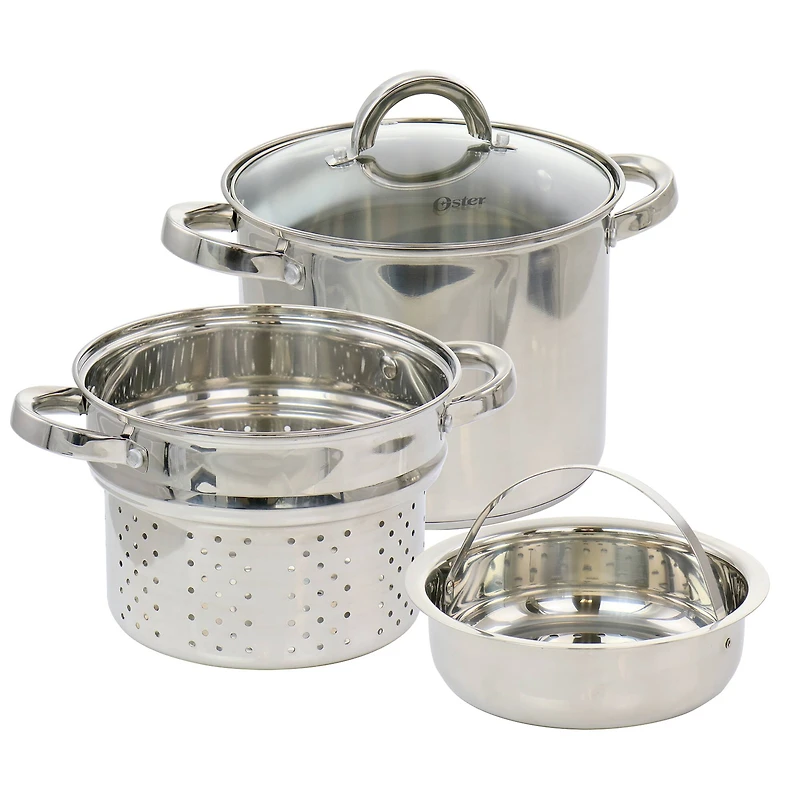 Oster Sangerfield 5qt. Stainless Steel Pasta Pot with Steamer Insert and Basket