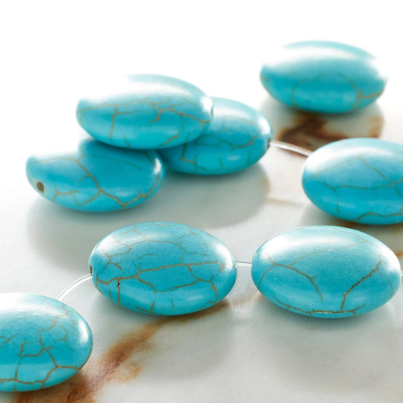 Turquoise Dyed Howlite Lentil Beads, 20mm by Bead Landing™