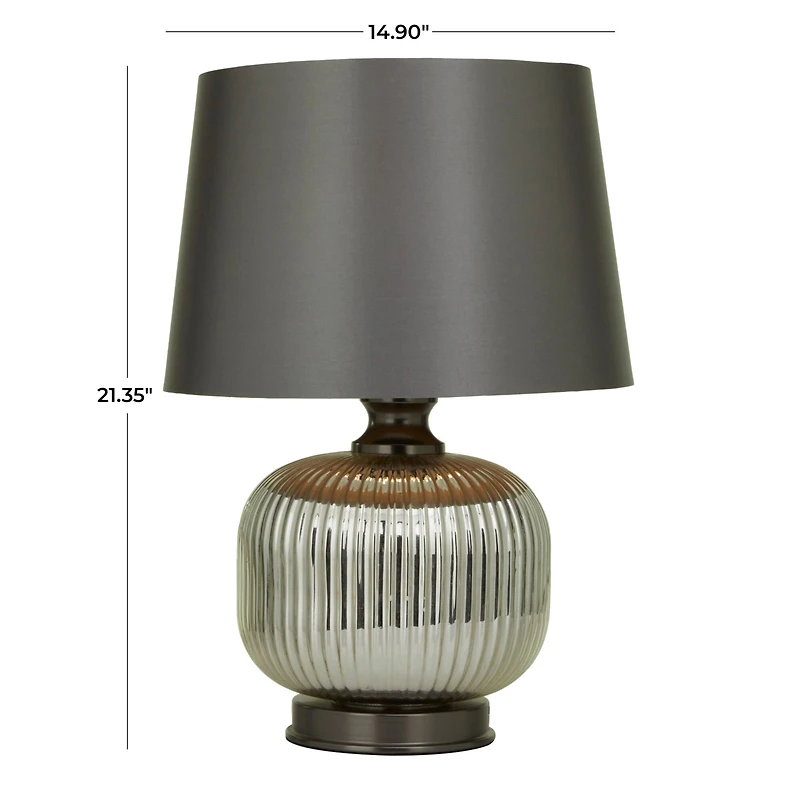 Grey Glass Modern Accent Lamp, 15" x 15" x 21"