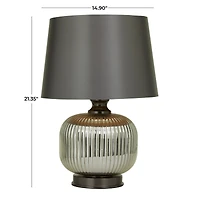 Grey Glass Modern Accent Lamp, 15" x 15" x 21"