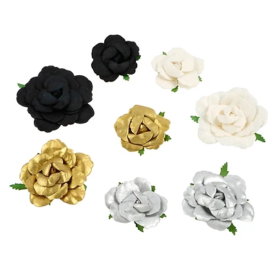 Silver, Black & Gold Graduation Paper Roses by Recollections™