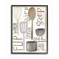 Stupell Industries Flip Whisk Simmer and Stir Kitchen Spoons and Utensils in Frame Wall Art