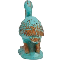 7" Teal & Brown Distressed Bird Sculpture