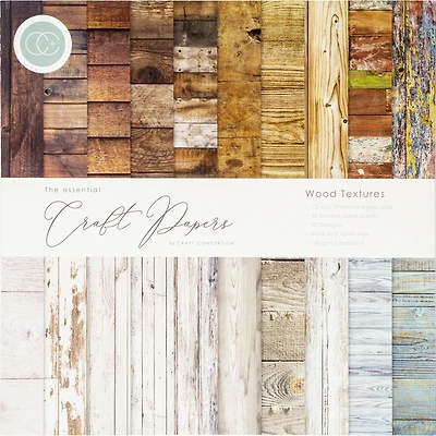 Craft Consortium Wood Textures Double-Sided Paper Pad, 12" x 12"