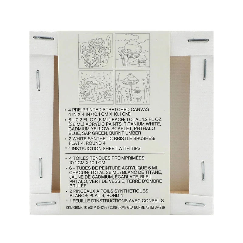 4" x 4" Mushrooms Canvas Painting Kit by Craft Smith®