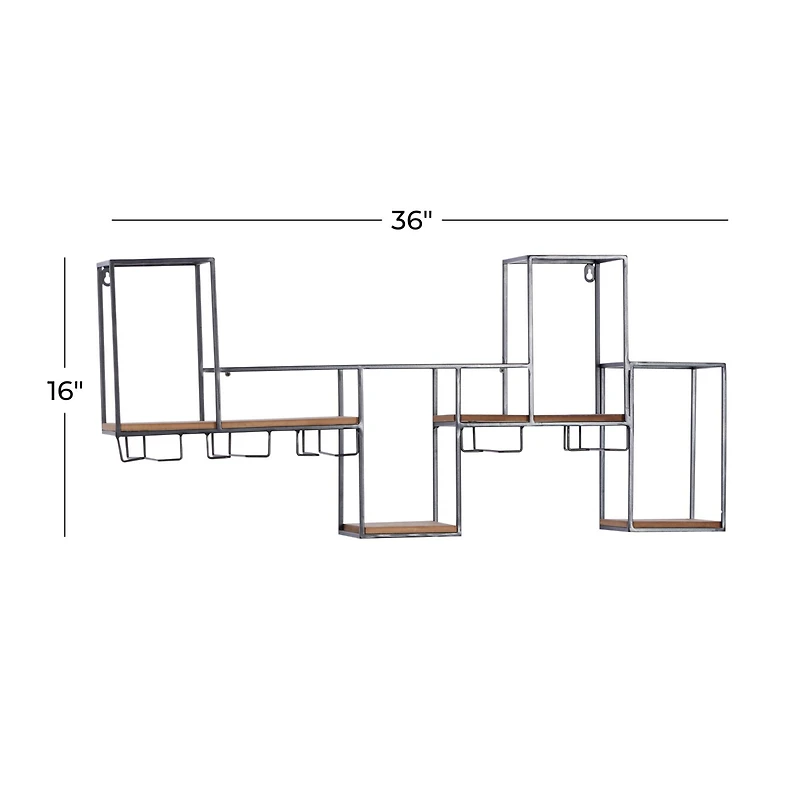 36" Black Metal Contemporary Wine Rack
