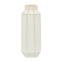 White Ceramic Modern Vase, 7" x 17"