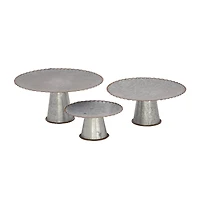 Gray Metal Farmhouse Cake Stand Set