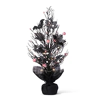 Glitzhome® 20"H Lighted Black and Pink Halloween Berries Table Tree