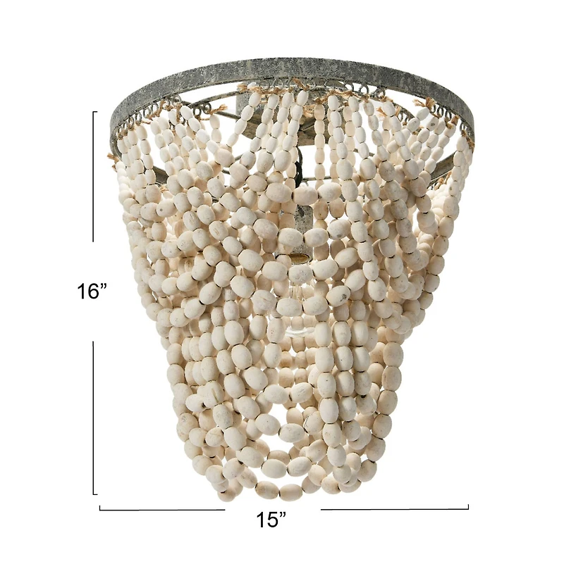 Hello Honey® 16" Tiered Draped Wood Bead & Metal Semi-Flush Light