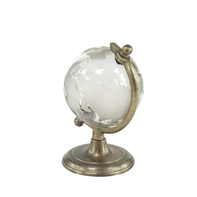 9" Contemporary White Glass Globe with Aluminum Base