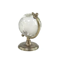 9" Contemporary White Glass Globe with Aluminum Base