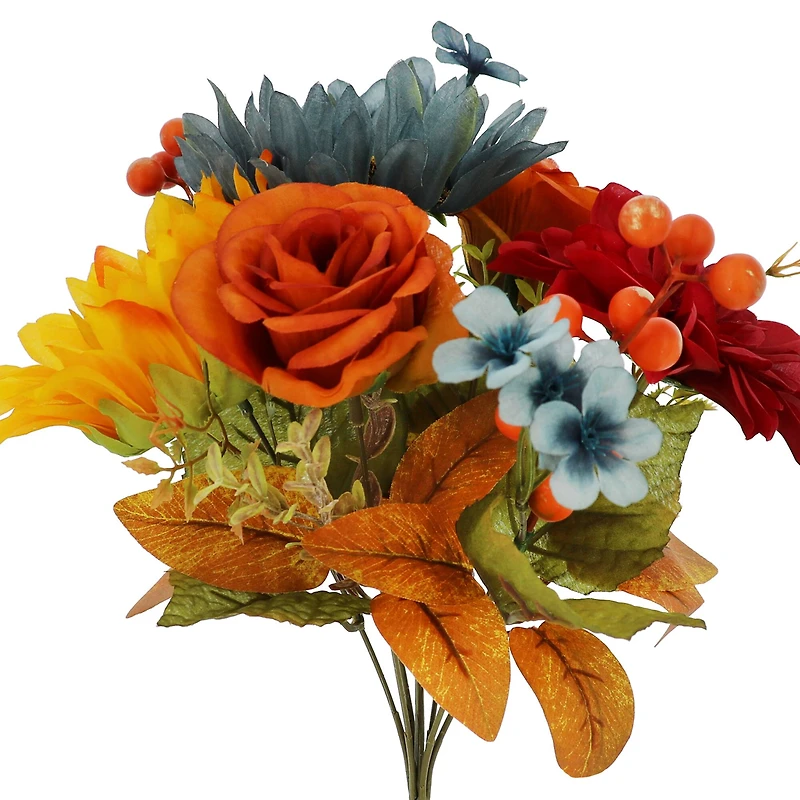 14" Blue & Orange Sunflower & Rose Mix Deluxe Bush by Ashland®